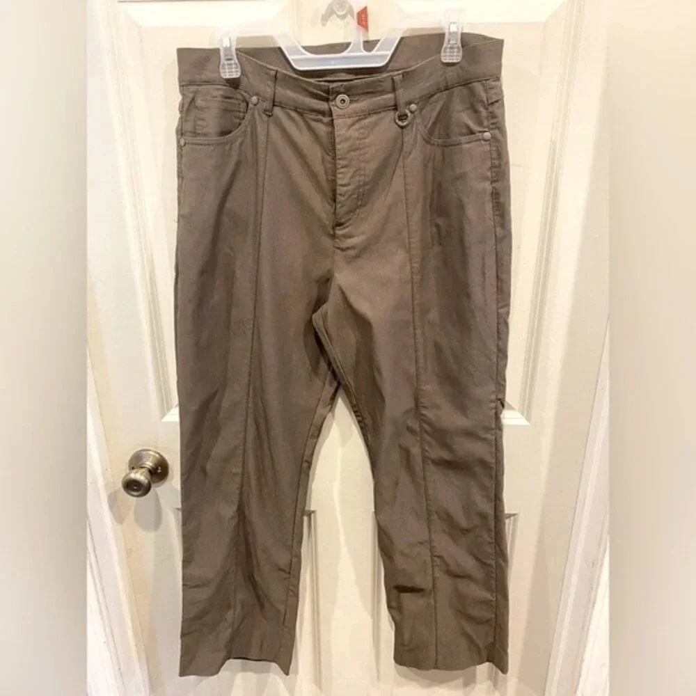 Simon Chang 5 Pocket Pants Womens Size 12‎ Flat Front Straight Leg Stretch Brown